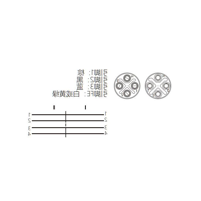 M12 4Pin S-coded, female 90° to male 90°, double-ended pre-cast PVC non-flexible cable, grey sheathing, 64SD61-XXX